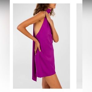 MISHA Lillin Draped Halter Mini Dress Violet Size 2